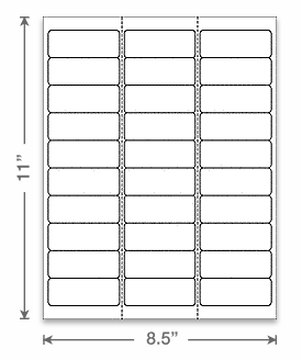 Laser / Inkjet Uncoated Labels White 2.625"  x  1"