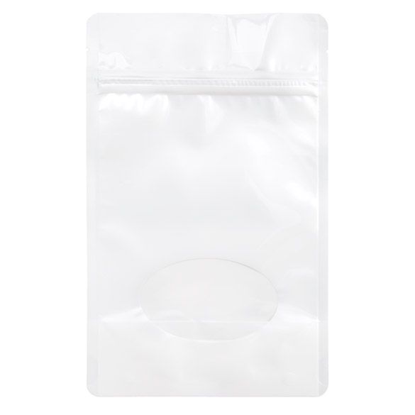 Zipper Pouch Bags w/Oval Window - Pearl - 5 1/8" x 3 1/8" x 8 1/8"