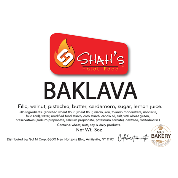 Shah's Baklava Label