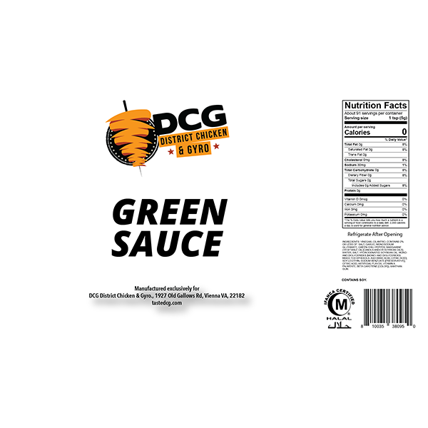 DCG Green Sauce 1 Gal Label