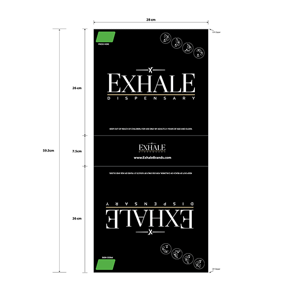 Exhale Press Child Resistant Exit Bag 28cm x 26cm x 7.5cm