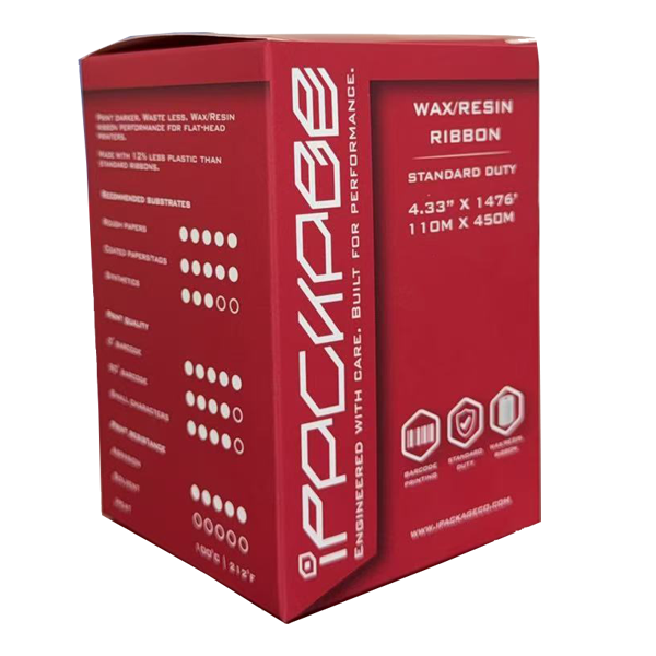 iPackage Ribbon AWR 1 STANDARD DUTY (110mm x 300m) Part # T65052BLN - SDW110300 24 rolls per box