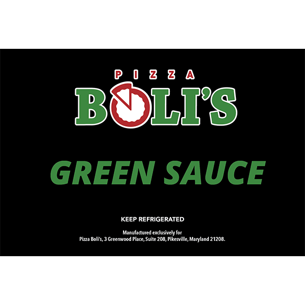 Pizza Boli's Green Sauce Box Label