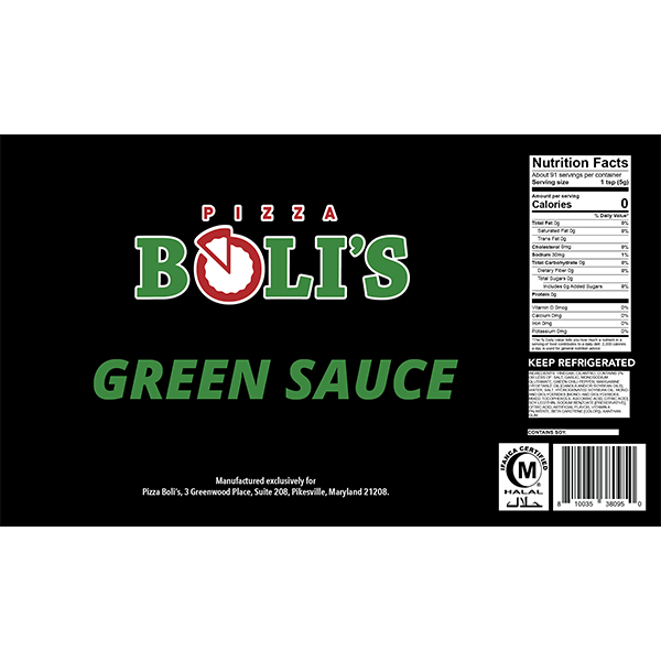 Pizza Boli's Green Sauce 1 Gal Label