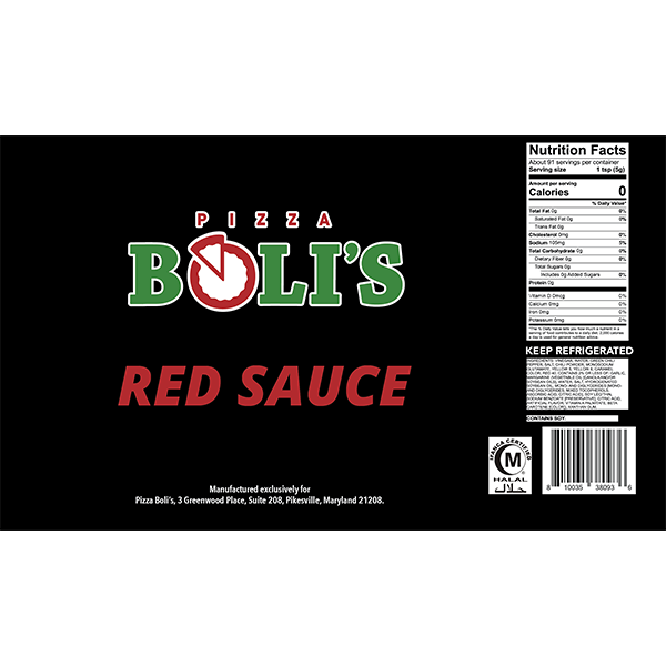 Pizza Boli's Red Sauce 1 Gal Label