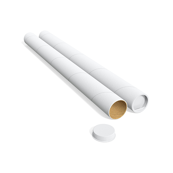 2 1/2 x 30 White Mailing Tubes with Caps Case/34
