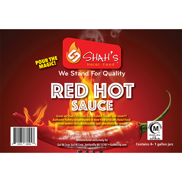 Shah's Red Hot Sauce Box Label