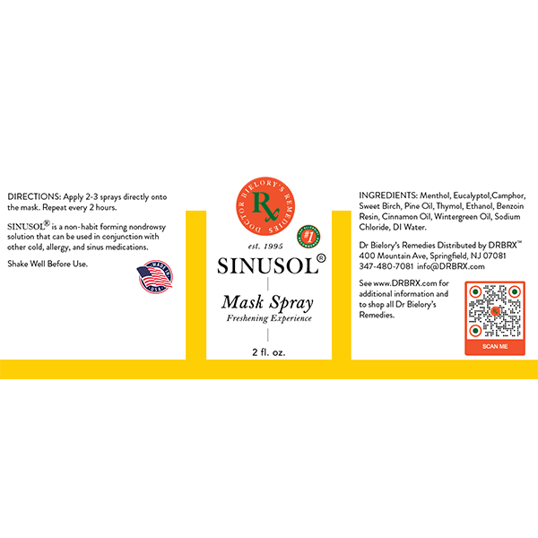 Sinusol Mask Spray Labels 2oz