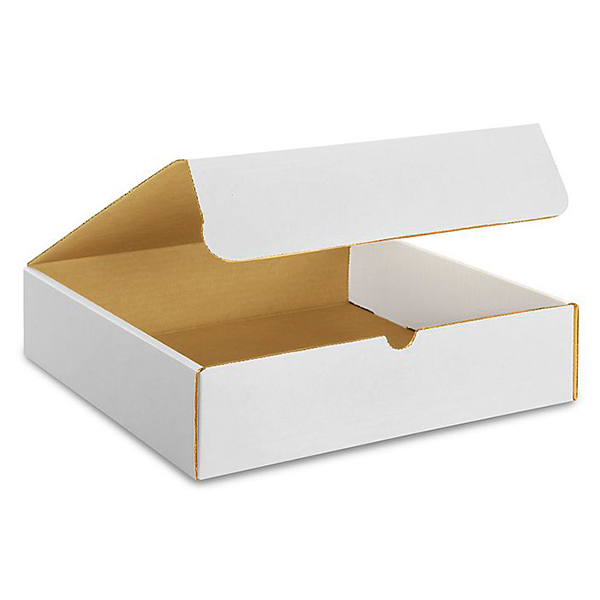 12 1/4 (L) x 12 (W) x 3 1/2 (H) White Literature Mailer Box - 50/Bundle